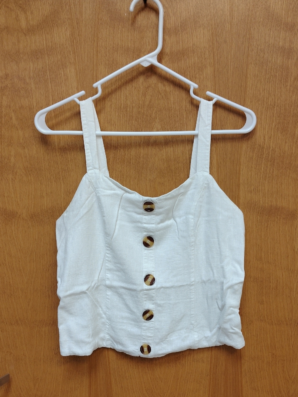 Spicy Sugar Women's White Faux Button-Front Crop Tank Top